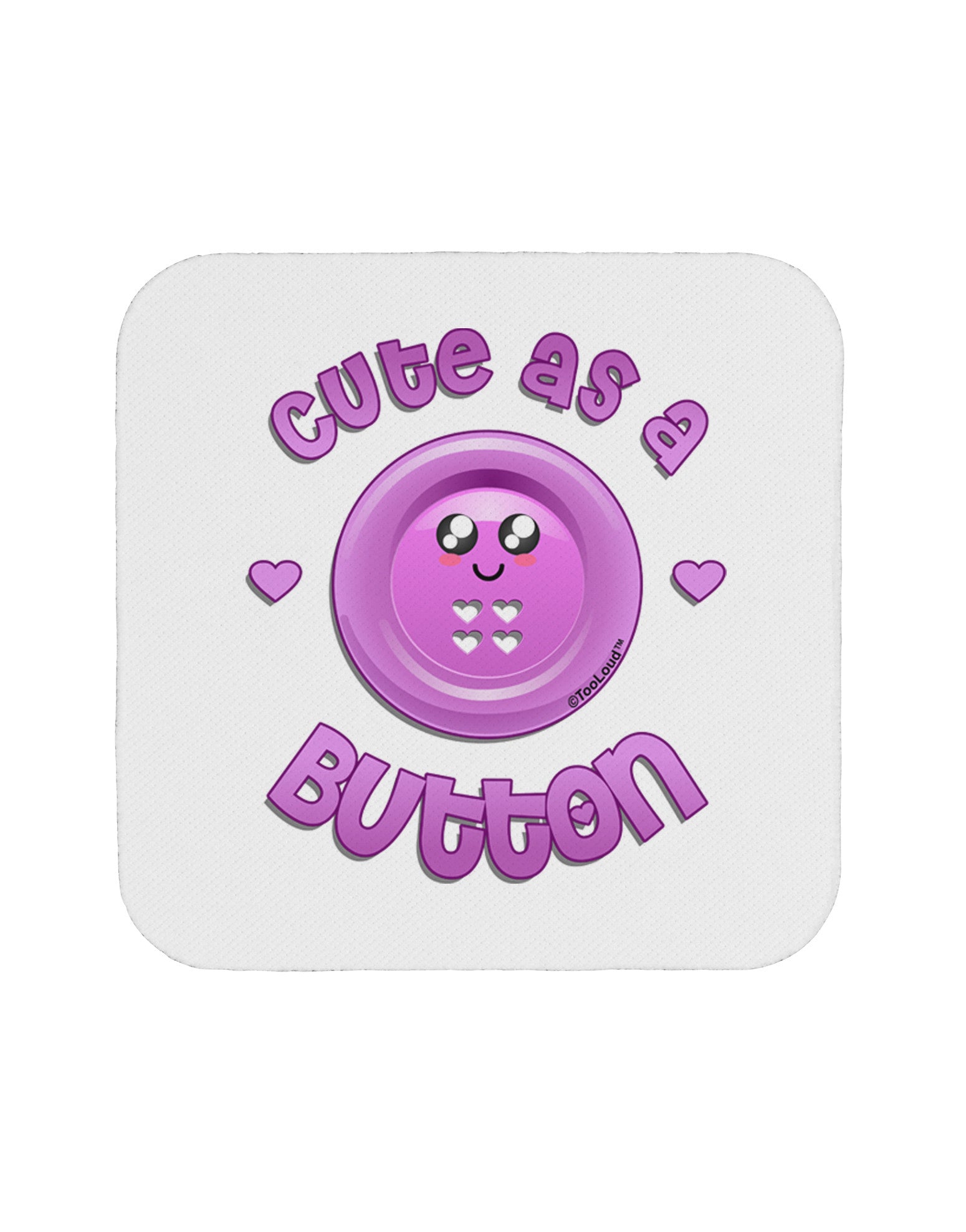 Cute As A Button Smiley Face Coaster-Coasters-TooLoud-1-Davson Sales