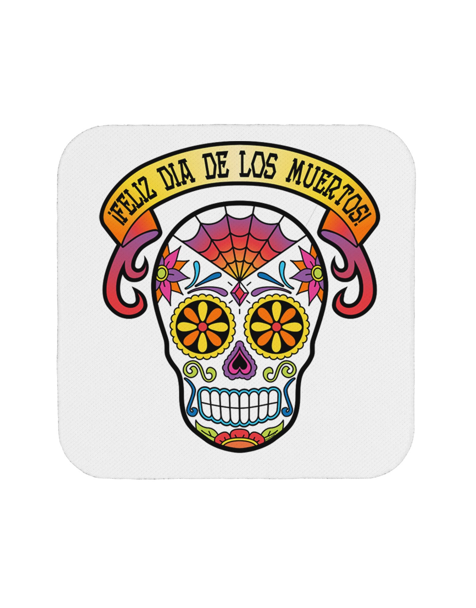 Feliz Dia de los Muertos Calavera Coaster-Coasters-TooLoud-White-Davson Sales