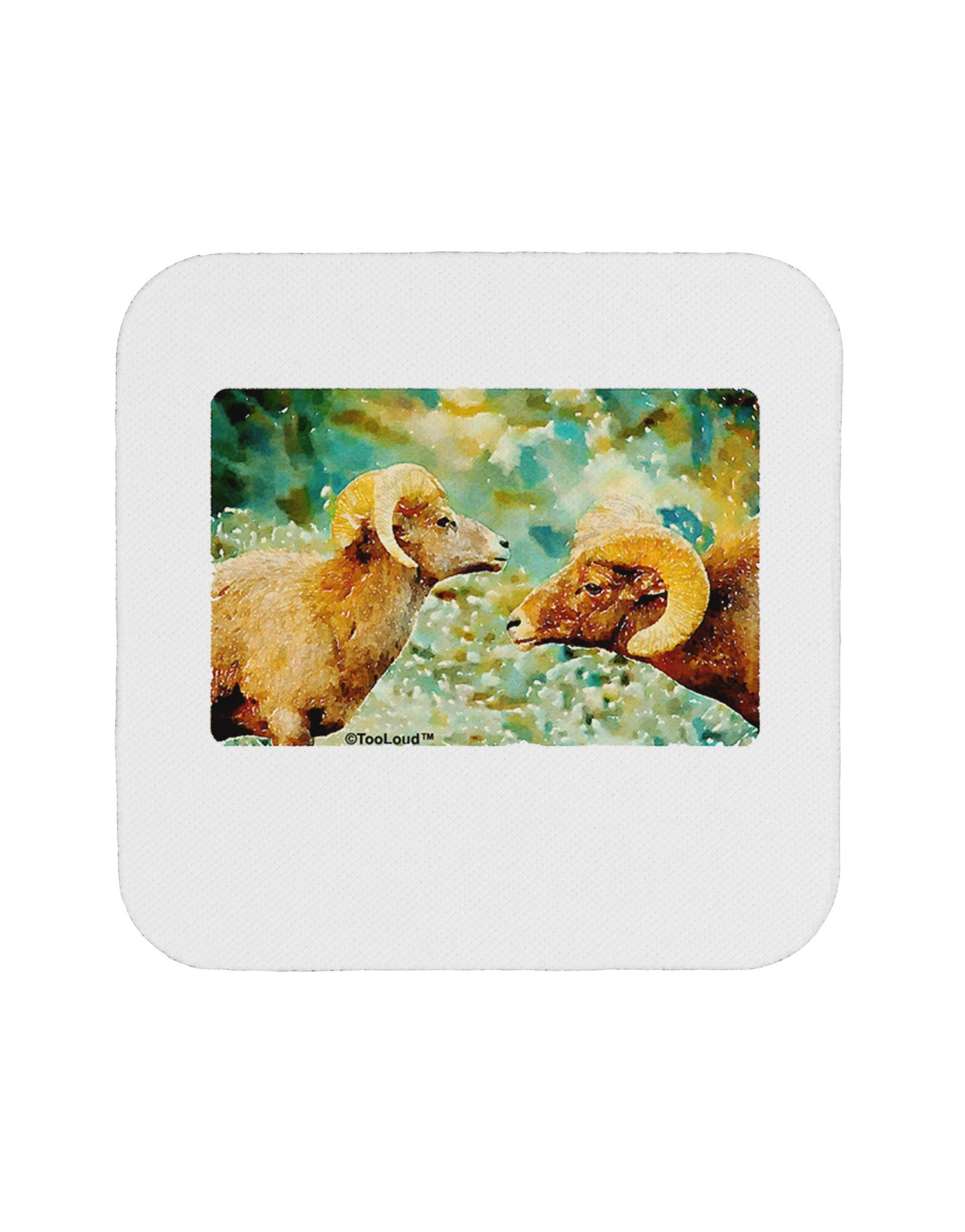 Two Bighorn Rams Watercolor Coaster-Coasters-TooLoud-1 Piece-Davson Sales