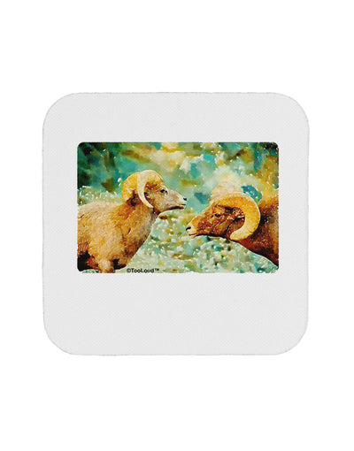 Two Bighorn Rams Watercolor Coaster-Coasters-TooLoud-1 Piece-Davson Sales