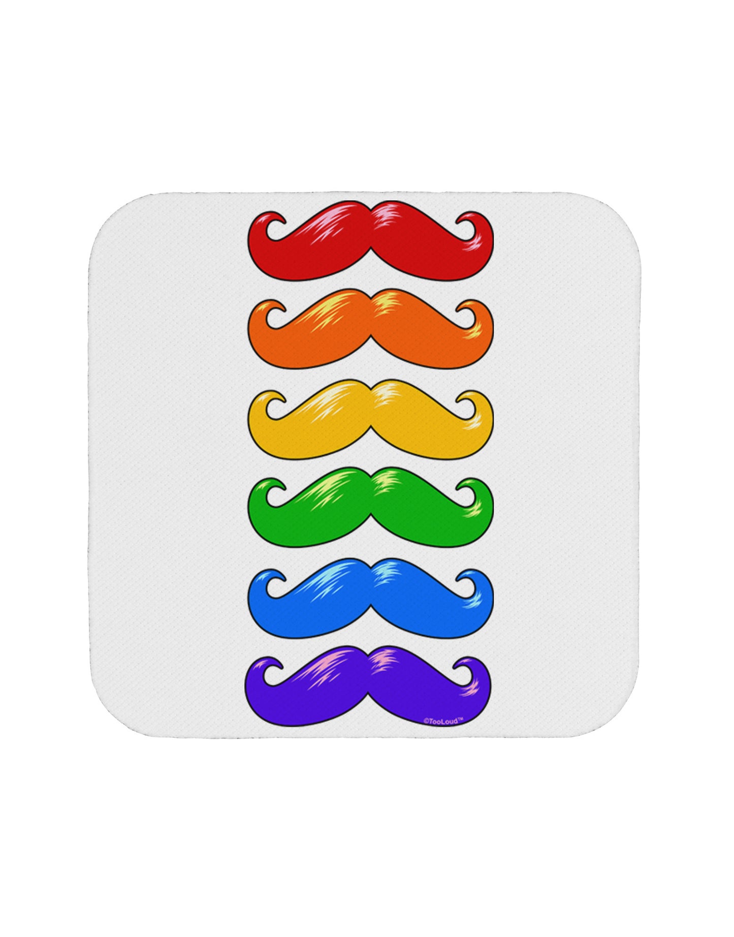 Colorful Rainbow Mustaches Coaster-Coasters-TooLoud-White-Davson Sales