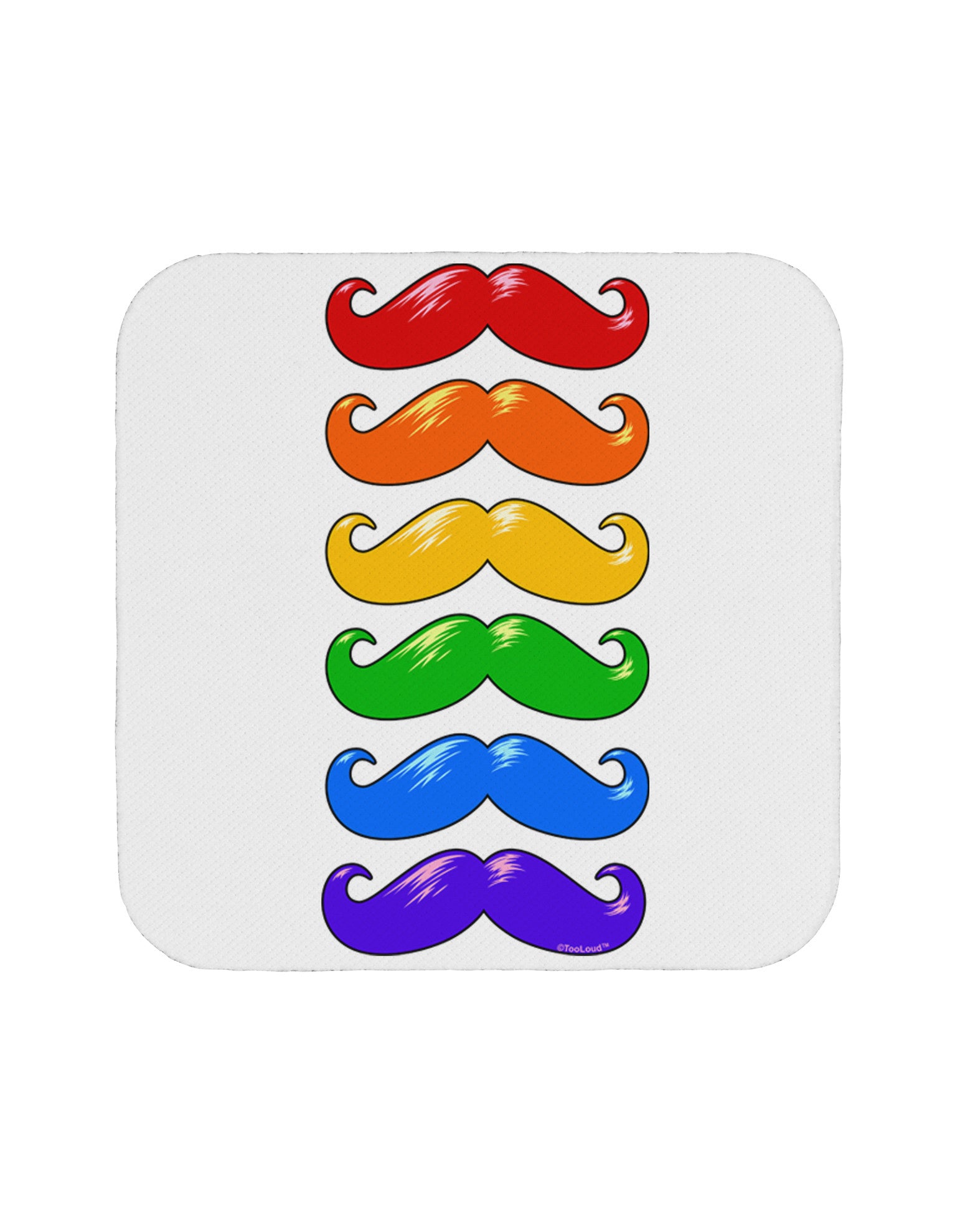 Colorful Rainbow Mustaches Coaster-Coasters-TooLoud-White-Davson Sales