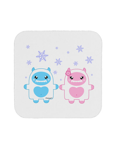 Cute Abominable Snowman Yeti Couple - Christmas Coaster-Coasters-TooLoud-White-Davson Sales