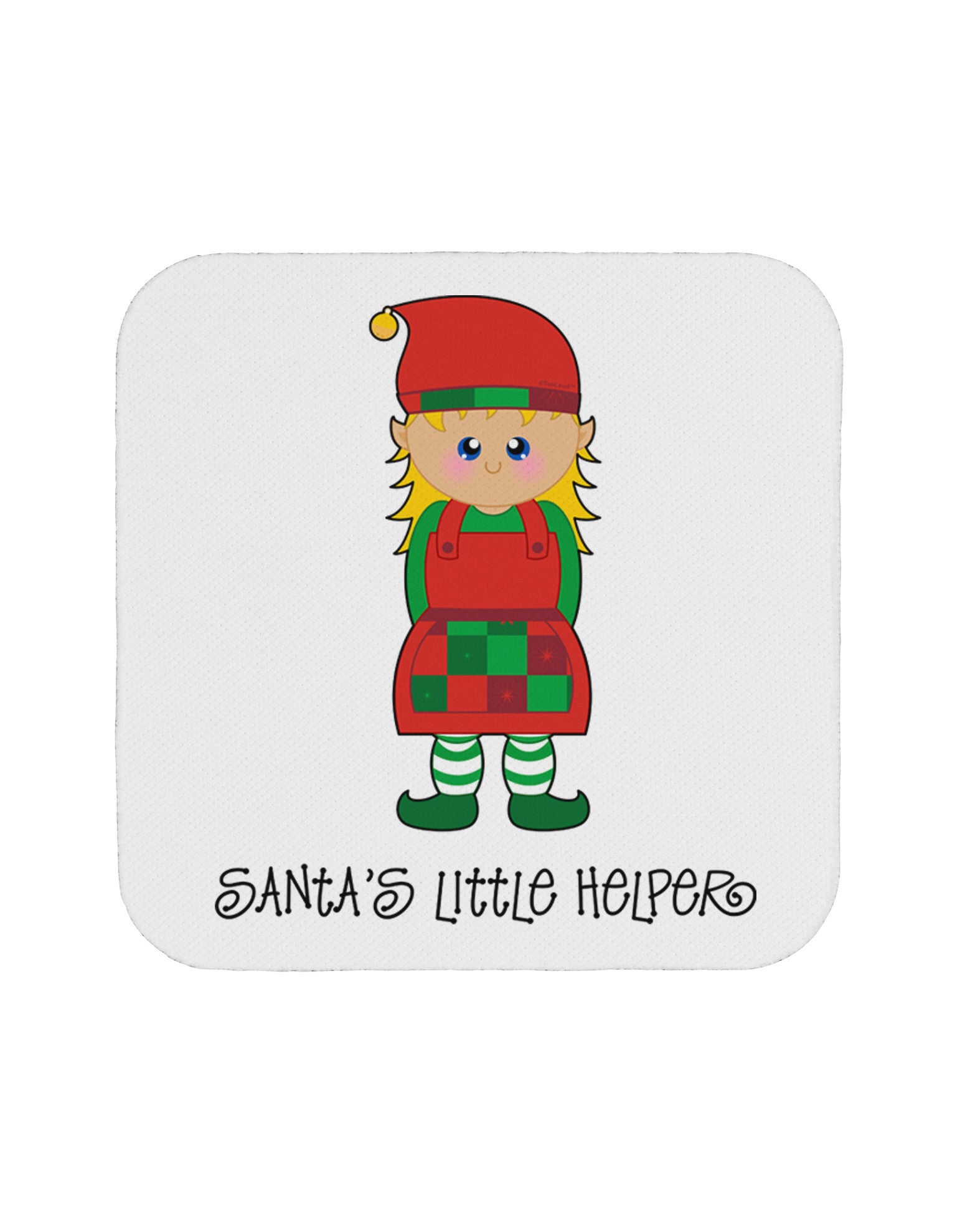 Santa's Little Helper Christmas Elf Girl Coaster-Coasters-TooLoud-White-Davson Sales