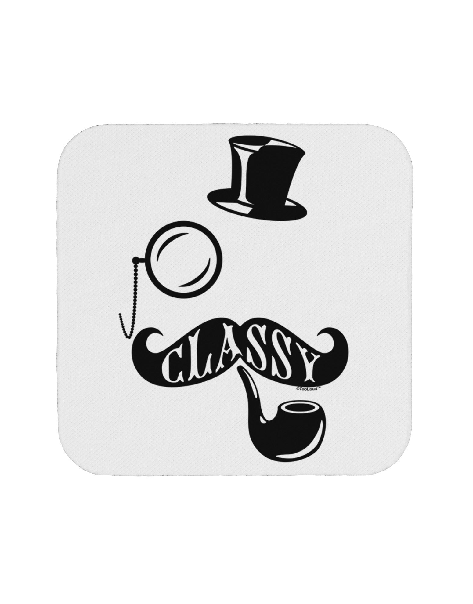 Classy Tophat Mustache Pipe and Monocle Coaster-Coasters-TooLoud-White-Davson Sales