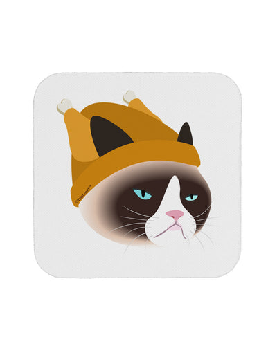 Disgruntled Cat Wearing Turkey Hat Coaster by TooLoud-Coasters-TooLoud-1-Davson Sales