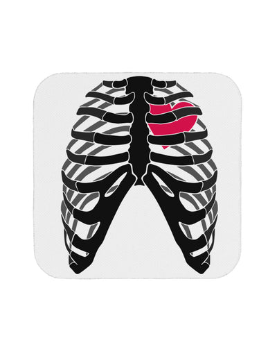 Black Skeleton Bones Ribcage with Heart Coaster-Coasters-TooLoud-White-Davson Sales