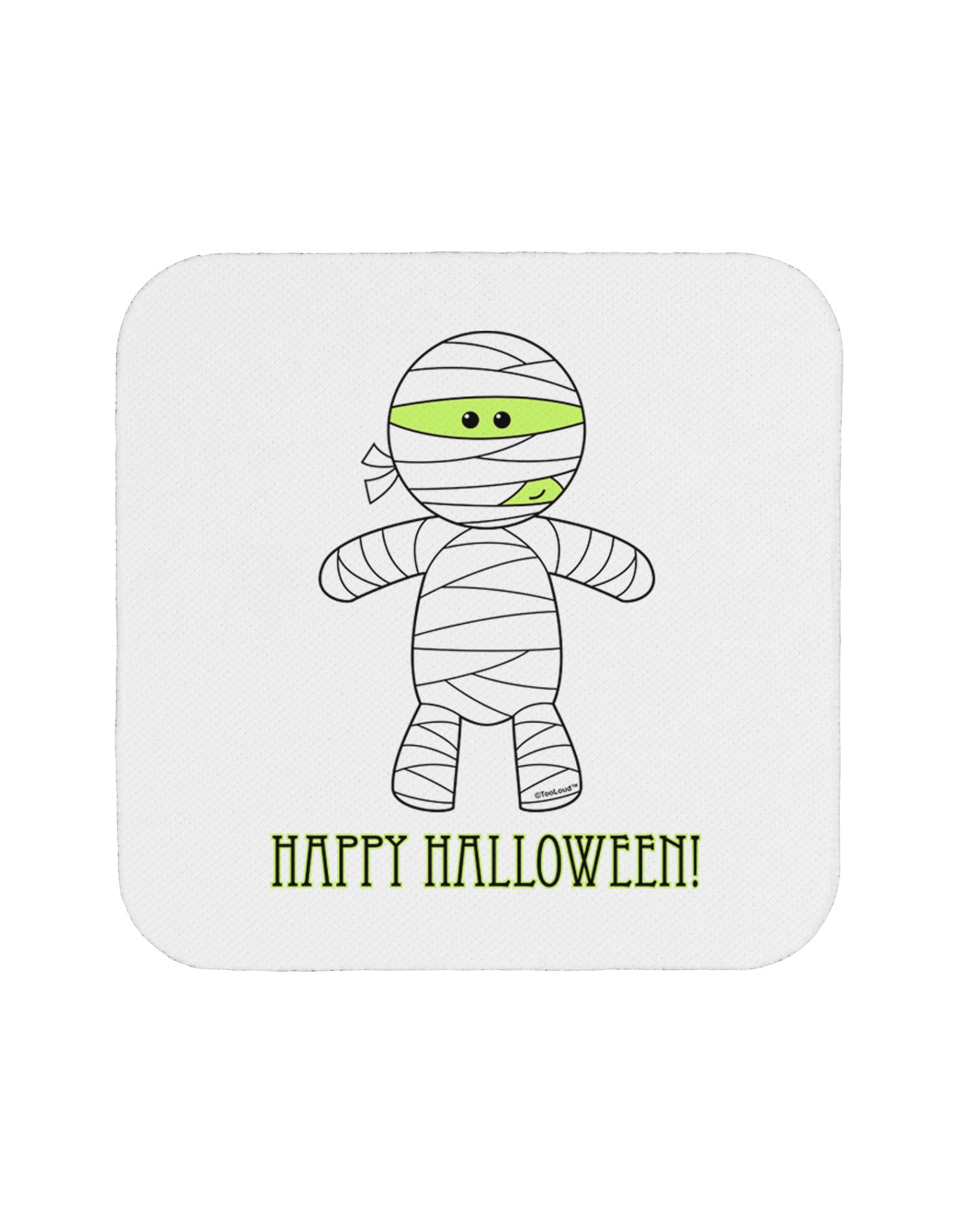 Cute Mummy Happy Halloween Coaster-Coasters-TooLoud-White-Davson Sales