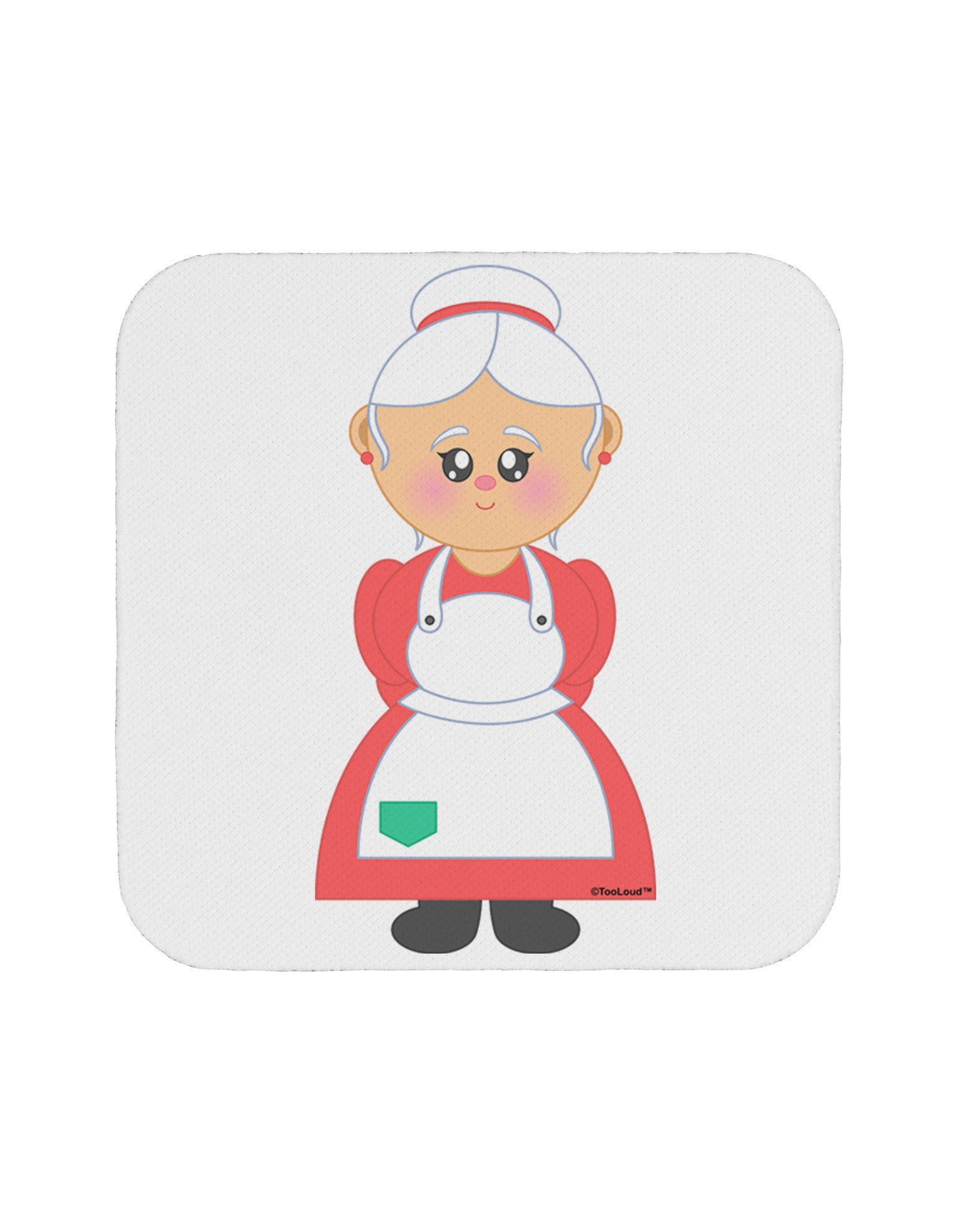Cute Mrs Santa Claus Christmas Coaster-Coasters-TooLoud-White-Davson Sales