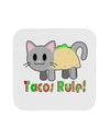 Tacos Rule Taco Cat Design Coaster by TooLoud-Coasters-TooLoud-White-Davson Sales