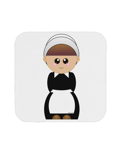 Cute Pilgrim Girl Thanksgiving Coaster-Coasters-TooLoud-White-Davson Sales