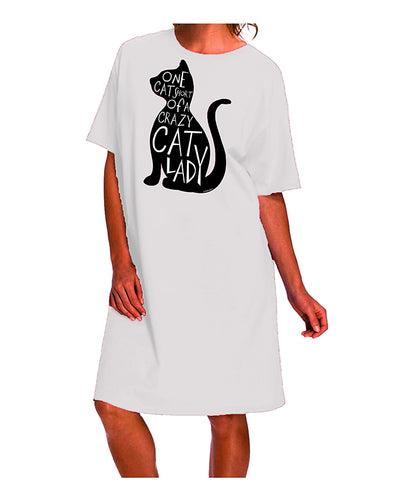 One Cat Short Of A Crazy Cat Lady Adult Wear Around Night Shirt and Dress-Night Shirt-TooLoud-White-One-Size-Fits-Most-Davson Sales