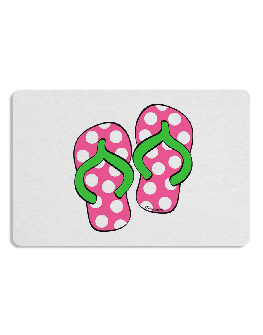 Cute Polka Dot Flip Flops - Pink and Green Placemat Set of 4 Placemats-Placemat-TooLoud-White-Davson Sales