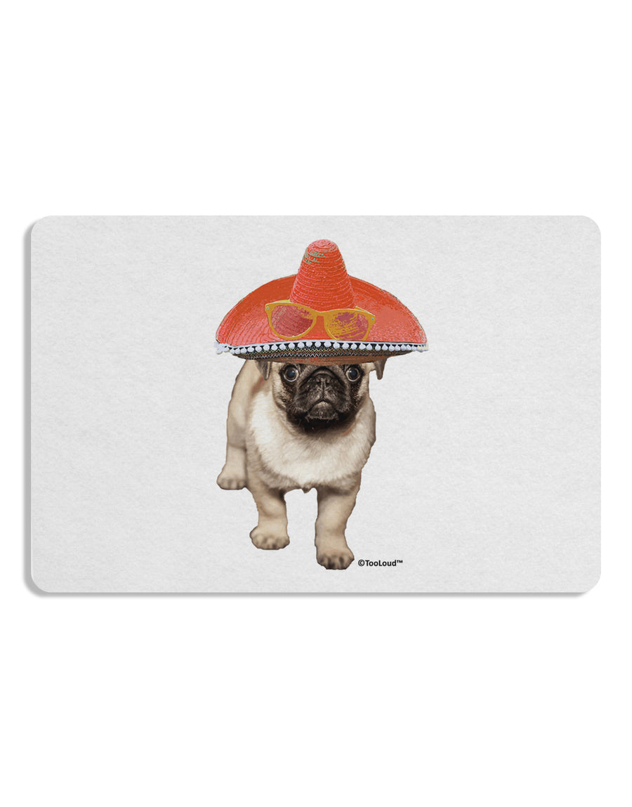 Pug Dog with Pink Sombrero Placemat by TooLoud Set of 4 Placemats-Placemat-TooLoud-White-Davson Sales