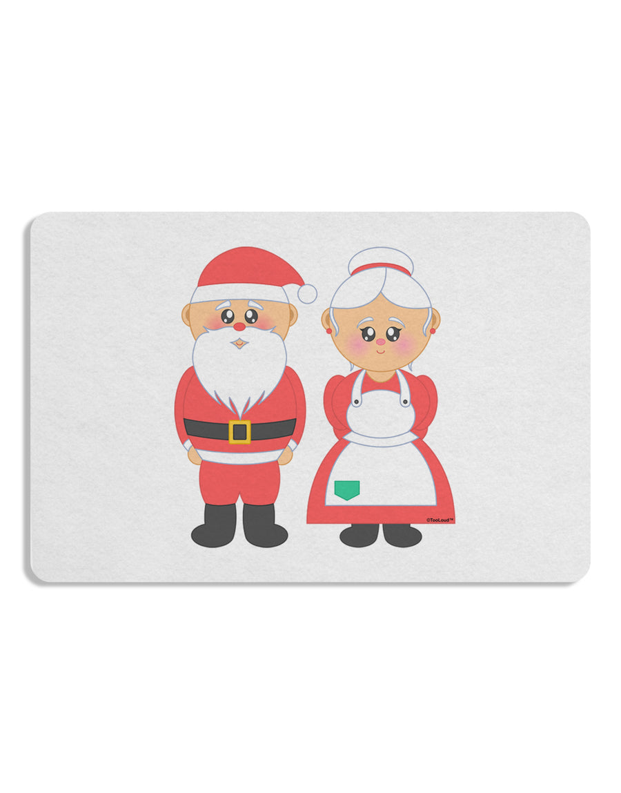 Cute Mr and Mrs Santa Claus Couple Christmas 12 x 18 Placemat Set of 4 Placemats-Placemat-TooLoud-White-Davson Sales