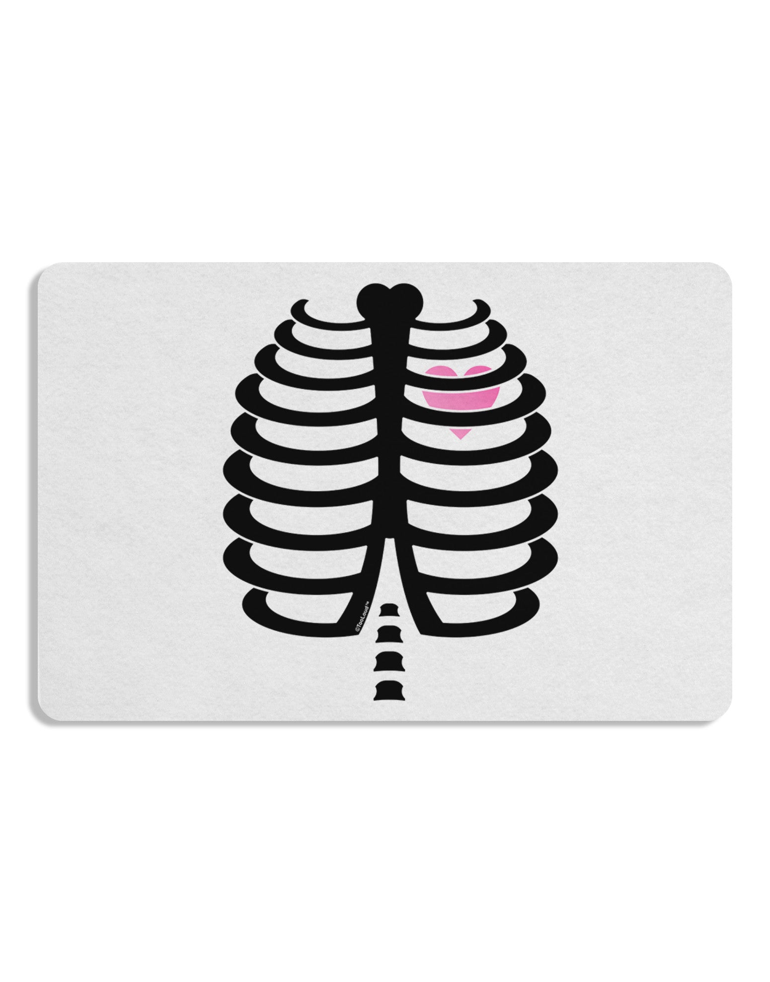 Black Skeleton Ribcage with Pink Heart Halloween 12 x 18 Placemat Set of 4 Placemats-Placemat-TooLoud-White-Davson Sales
