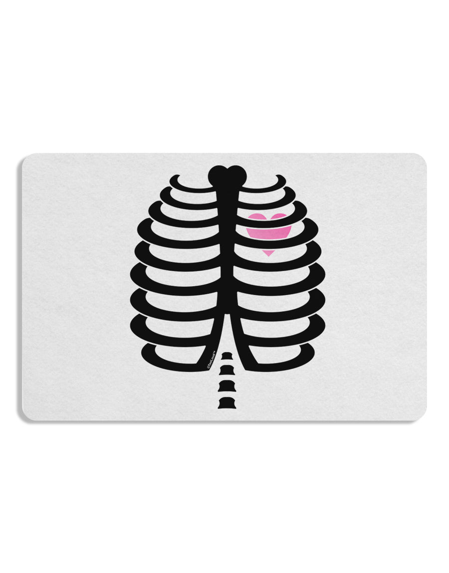 Black Skeleton Ribcage with Pink Heart Halloween 12 x 18 Placemat Set of 4 Placemats-Placemat-TooLoud-White-Davson Sales