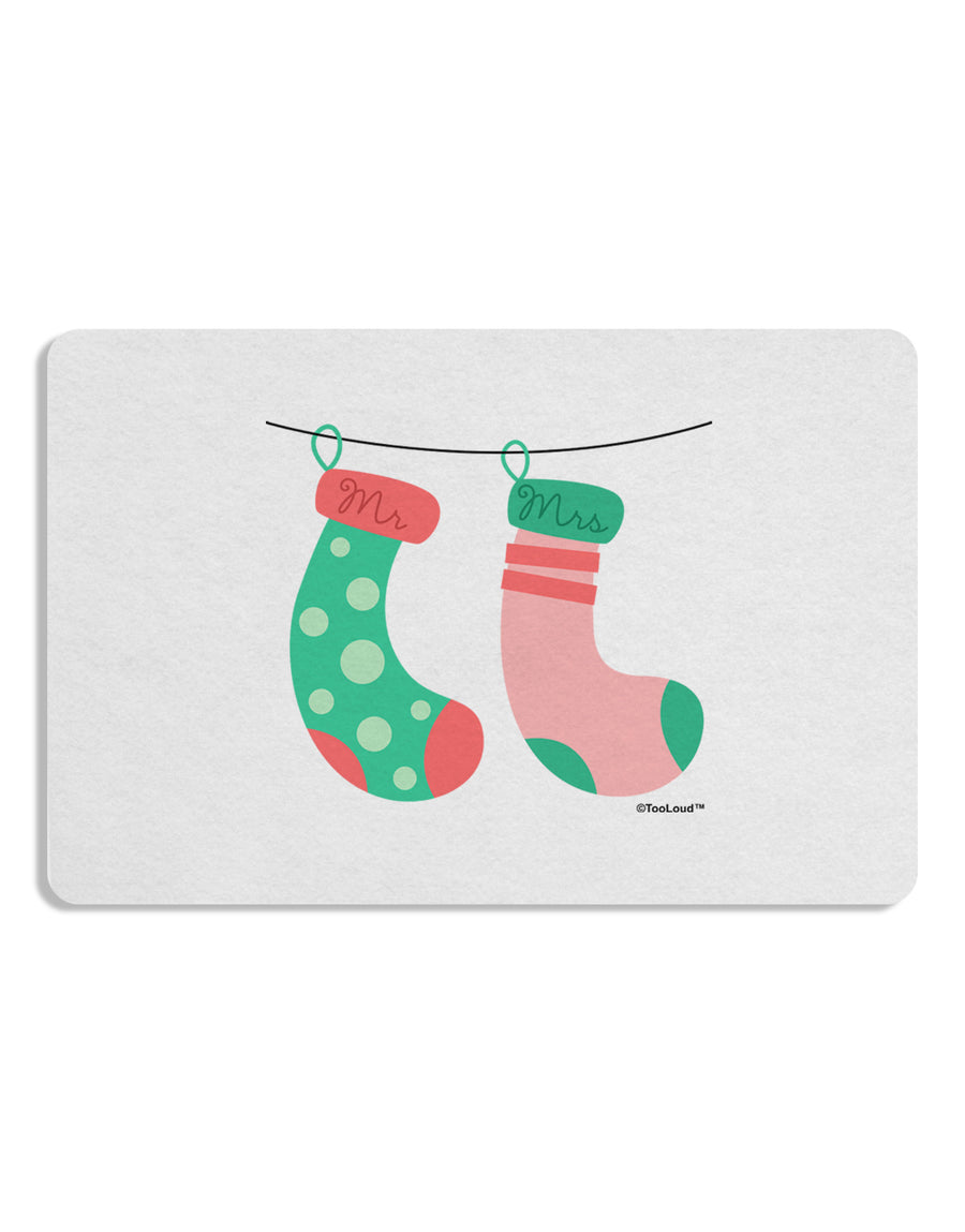 Cute Mr and Mrs Christmas Couple Stockings 12 x 18 Placemat by TooLoud Set of 4 Placemats-Placemat-TooLoud-White-Davson Sales