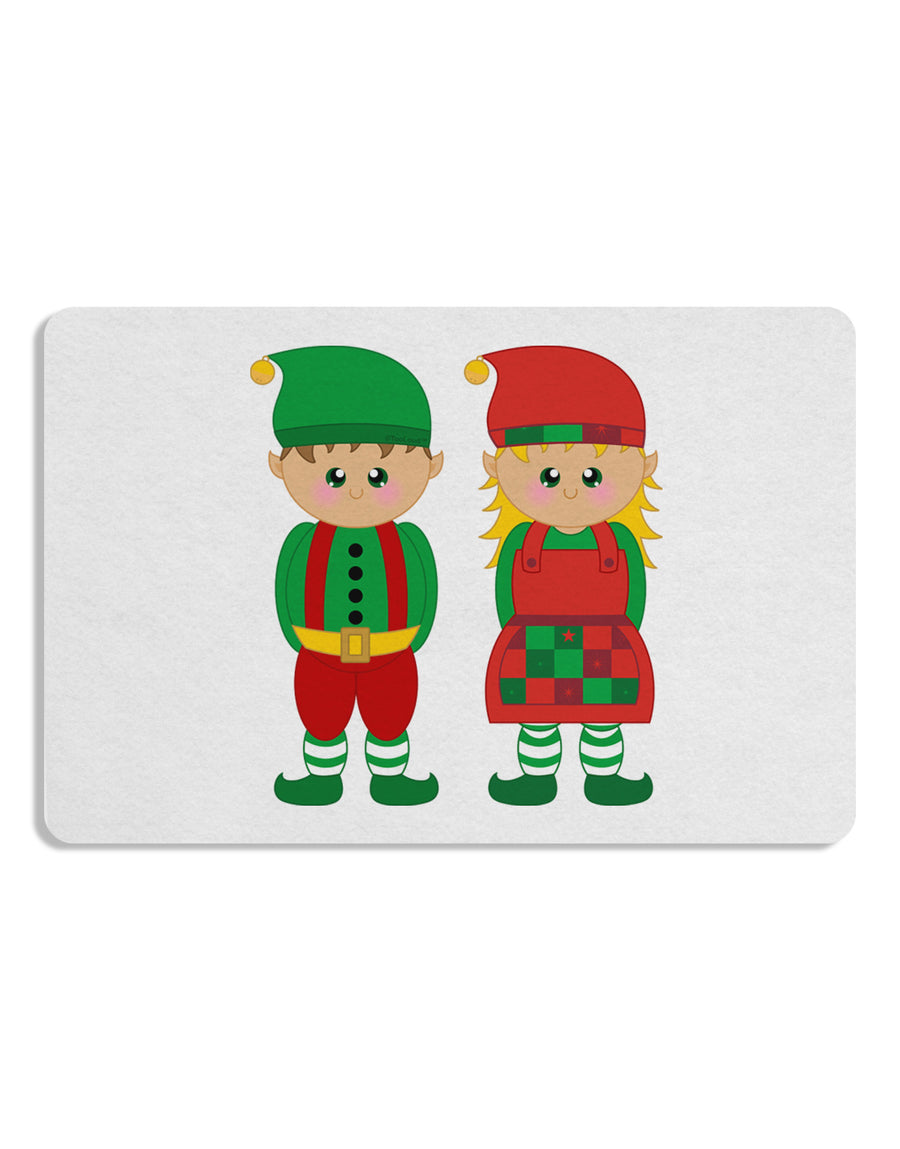 Cute Elf Couple Christmas 12 x 18 Placemat Set of 4 Placemats-Placemat-TooLoud-White-Davson Sales