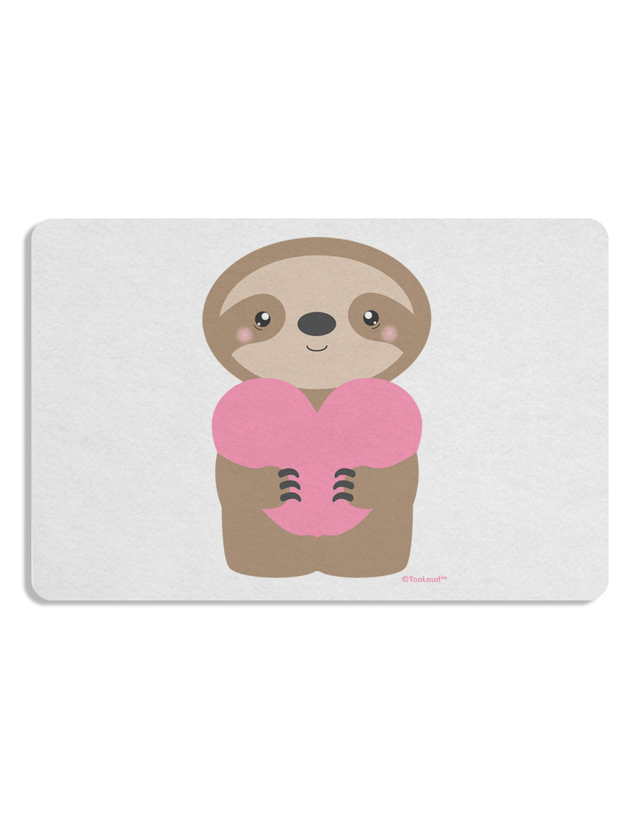 Cute Valentine Sloth Holding Heart Placemat by TooLoud Set of 4 Placemats-Placemat-TooLoud-White-Davson Sales