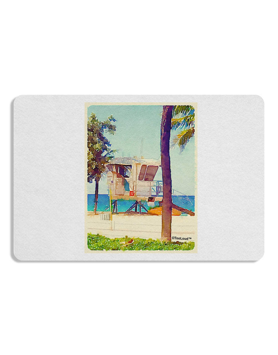 Lifeguard Station Watercolor Placemat Set of 4 Placemats-Placemat-TooLoud-White-Davson Sales