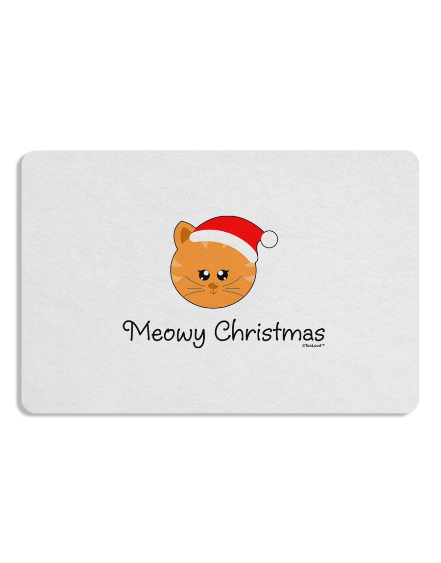 Meowy Christmas Cute Cat Santa Hat 12 x 18 Placemat Set of 4 Placemats-Placemat-TooLoud-White-Davson Sales