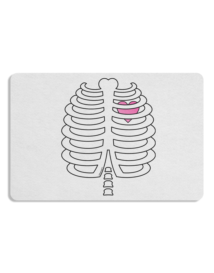 Skeleton Ribcage with Pink Heart Halloween 12 x 18 Placemat Set of 4 Placemats-Placemat-TooLoud-White-Davson Sales