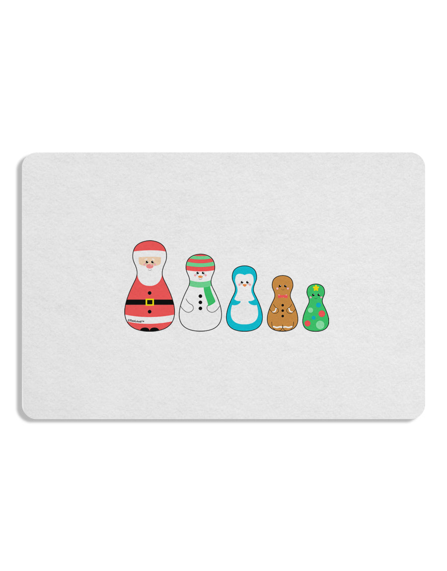 Cute Christmas Matryoshka Nesting Dolls 12 x 18 Placemat Set of 4 Placemats-Placemat-TooLoud-White-Davson Sales