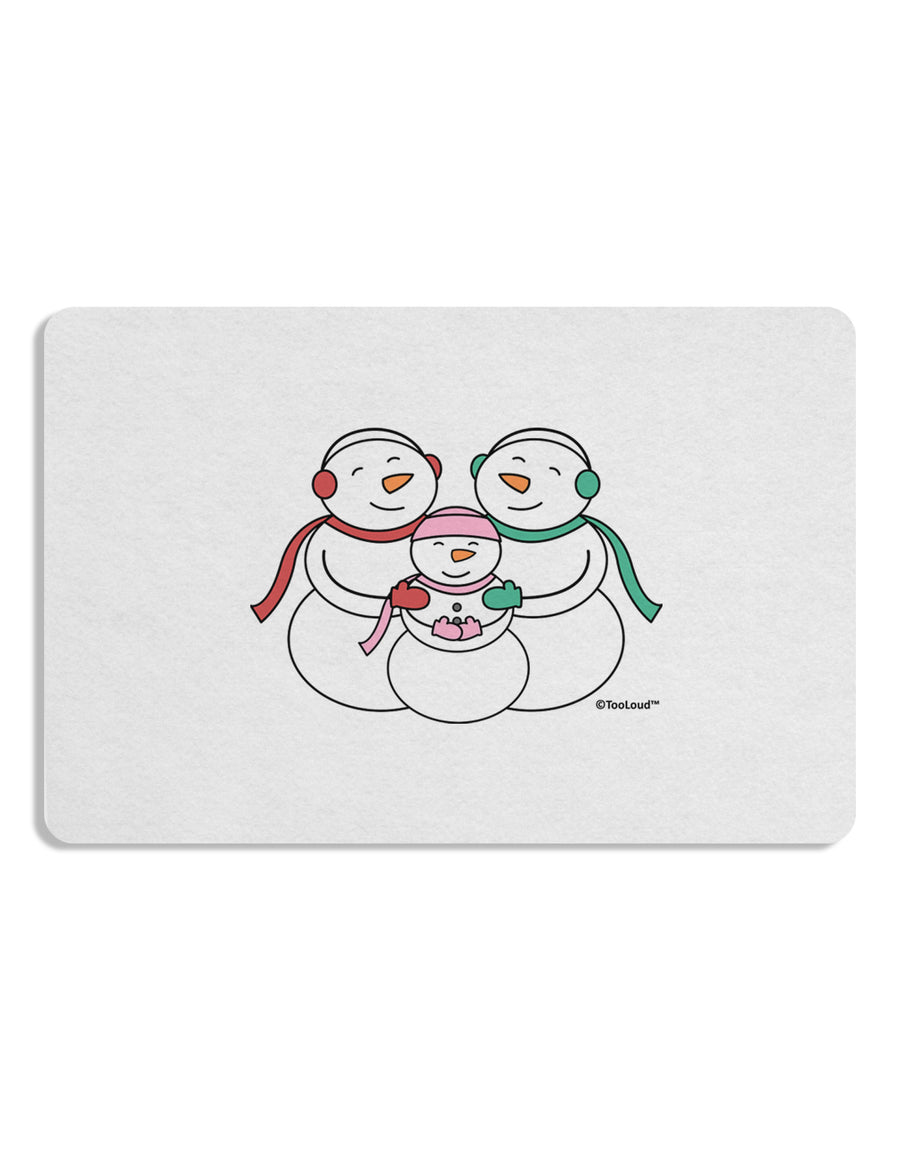 Cute Snowman Family with Girl 12 x 18 Placemat by TooLoud Set of 4 Placemats-Placemat-TooLoud-White-Davson Sales