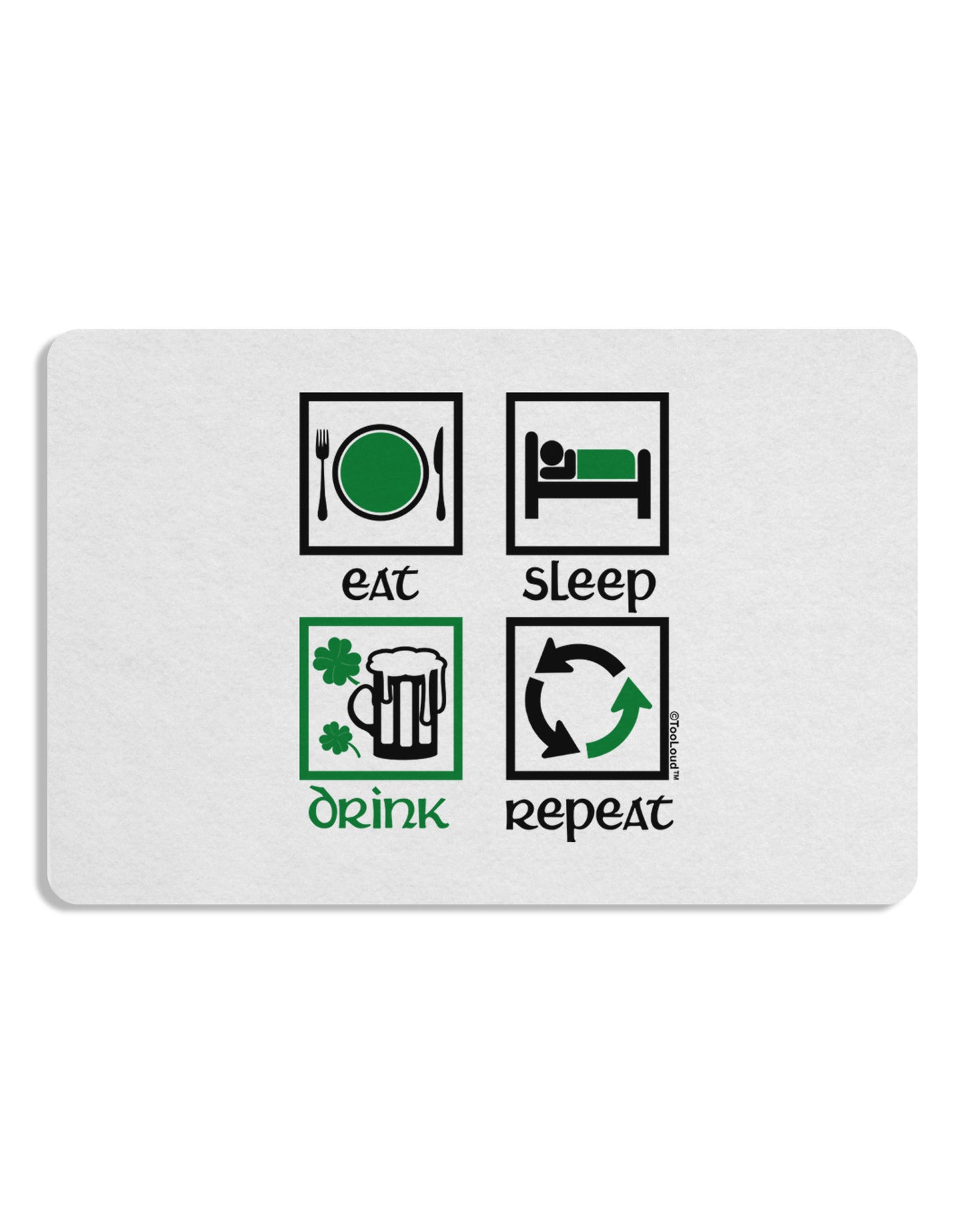 Eat Sleep Drink Green Beer Repeat Placemat Set of 4 Placemats-Placemat-TooLoud-White-Davson Sales