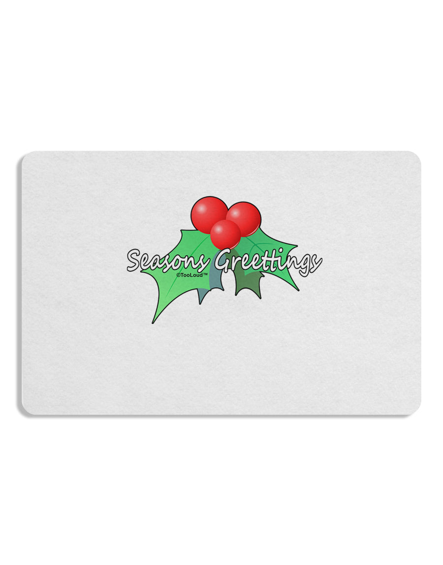 Holly Seasons Greetings Text 12 x 18 Placemat by TooLoud Set of 4 Placemats-Placemat-TooLoud-White-Davson Sales