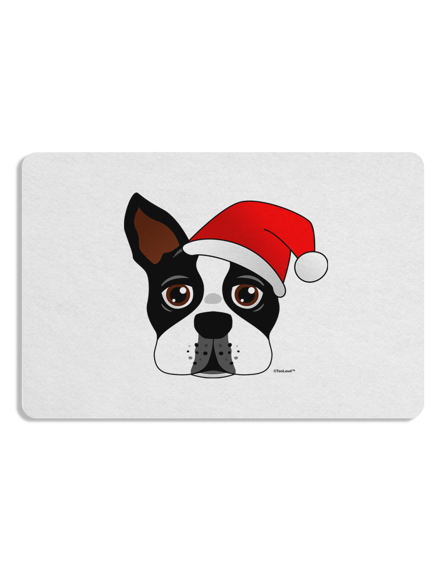 Cute Dog with Santa Hat - Christmas 12 x 18 Placemat Set of 4 Placemats-Placemat-TooLoud-White-Davson Sales