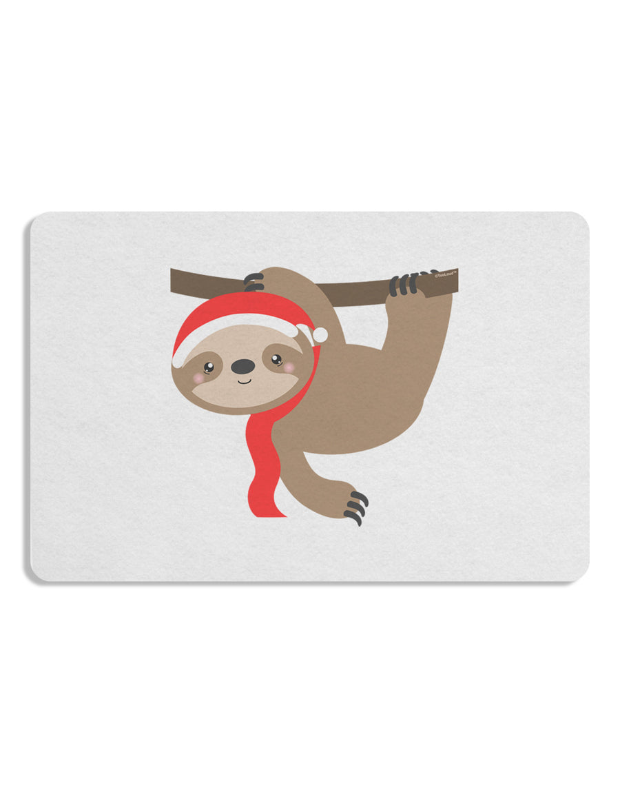 Cute Christmas Sloth with Santa Hat 12 x 18 Placemat Set of 4 Placemats-Placemat-TooLoud-White-Davson Sales