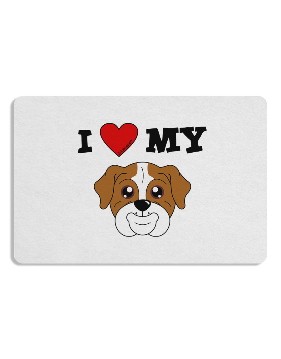 I Heart My - Cute Bulldog - Red Placemat by TooLoud Set of 4 Placemats-Placemat-TooLoud-White-Davson Sales