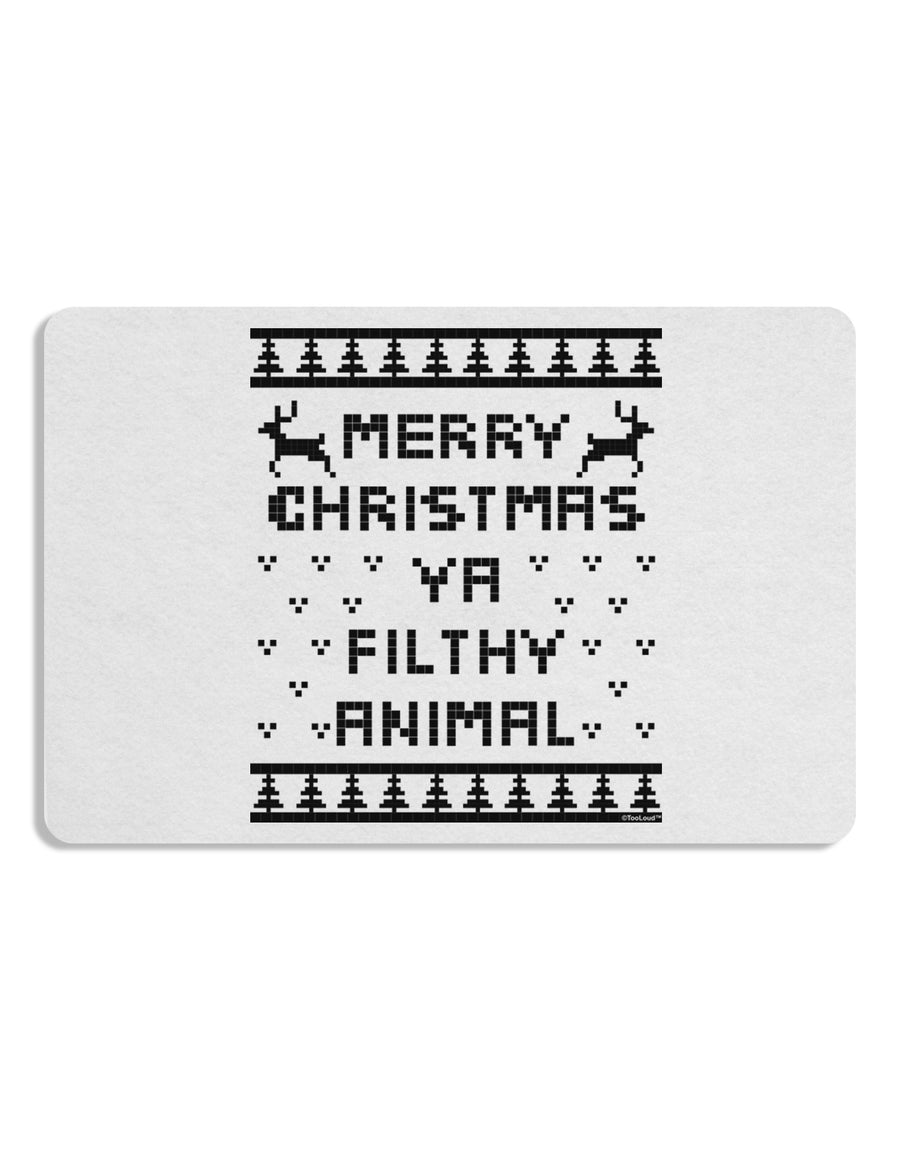 Merry Christmas Ya Filthy Animal Christmas Sweater 12 x 18 Placemat Set of 4 Placemats-Placemat-TooLoud-White-Davson Sales