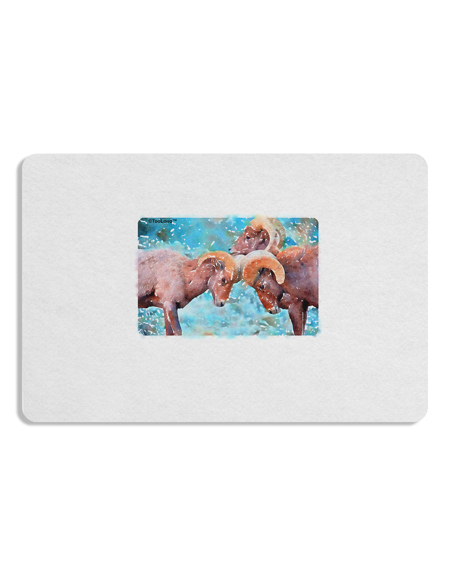 CO Bighorn Head Butt Watercolor Placemat Set of 4 Placemats-Placemat-TooLoud-White-Davson Sales