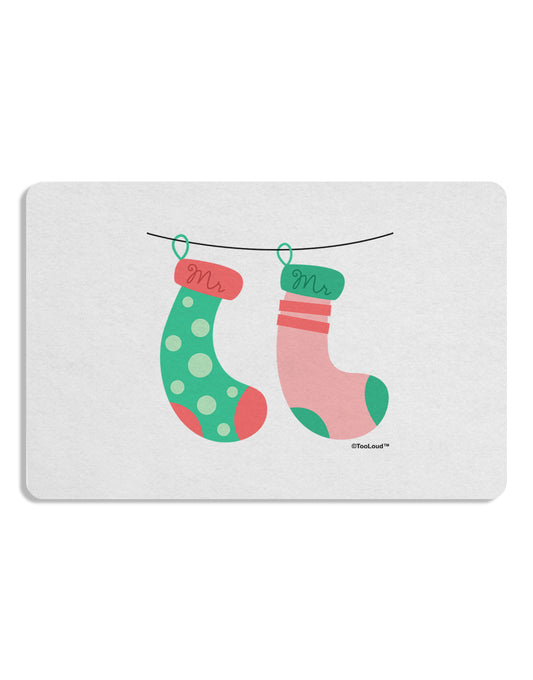 Cute Mr and Mr Christmas Couple Stockings 12 x 18 Placemat by TooLoud Set of 4 Placemats-Placemat-TooLoud-White-Davson Sales
