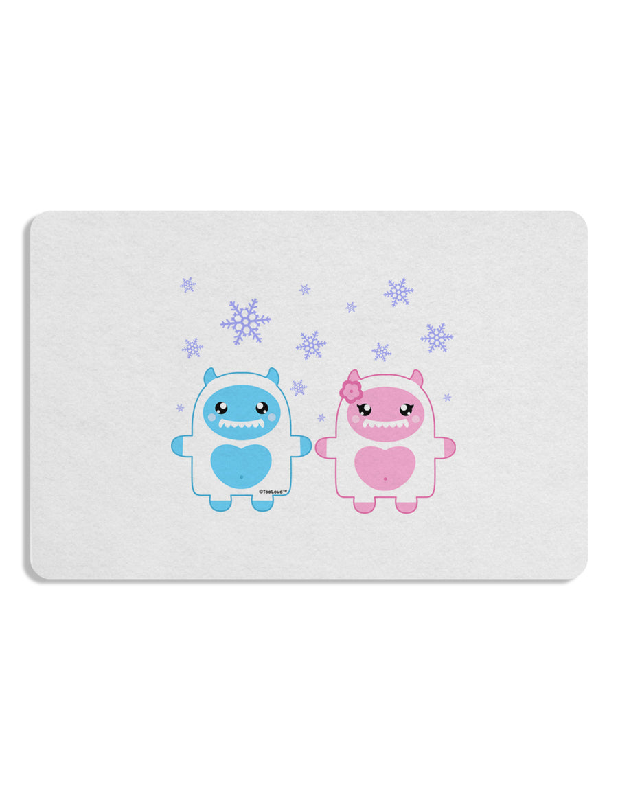 Cute Abominable Snowman Yeti Couple - Christmas 12 x 18 Placemat Set of 4 Placemats-Placemat-TooLoud-White-Davson Sales