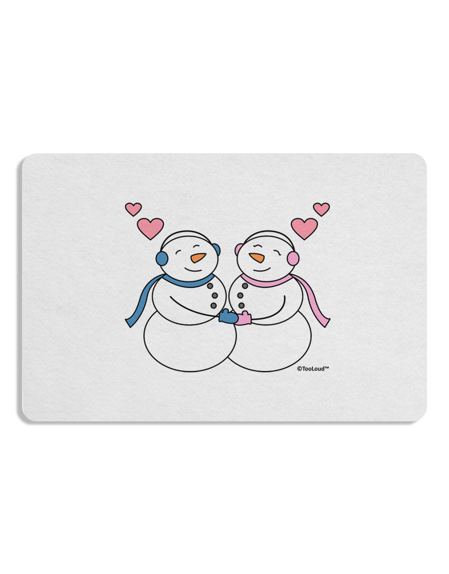 Cute Snowman and Snowwoman Couple 12 x 18 Placemat by TooLoud Set of 4 Placemats-Placemat-TooLoud-White-Davson Sales