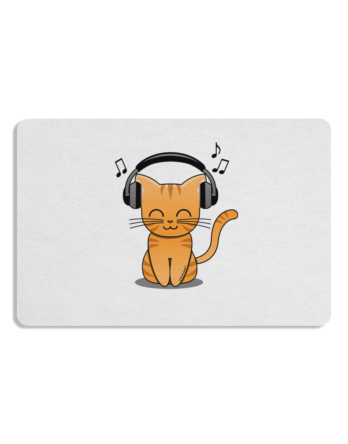 Cute Kitty With Headphones Placemat Set of 4 Placemats-Placemat-TooLoud-White-Davson Sales