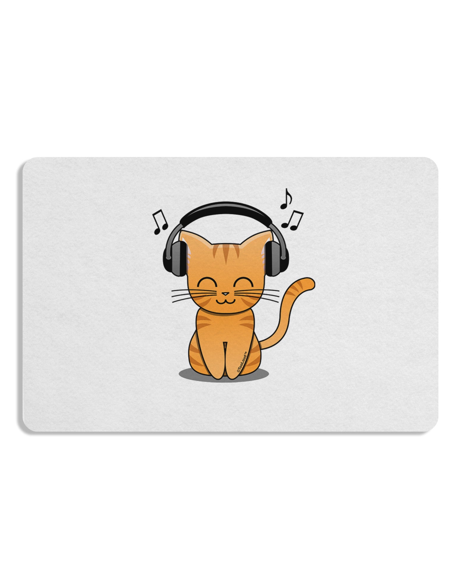 Cute Kitty With Headphones Placemat Set of 4 Placemats-Placemat-TooLoud-White-Davson Sales
