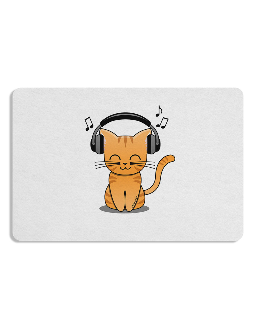 Cute Kitty With Headphones Placemat Set of 4 Placemats-Placemat-TooLoud-White-Davson Sales