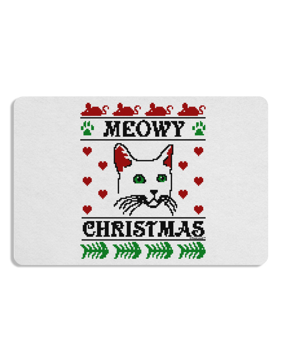 Meowy Christmas Cat Knit Look Placemat by TooLoud Set of 4 Placemats-Placemat-TooLoud-White-Davson Sales