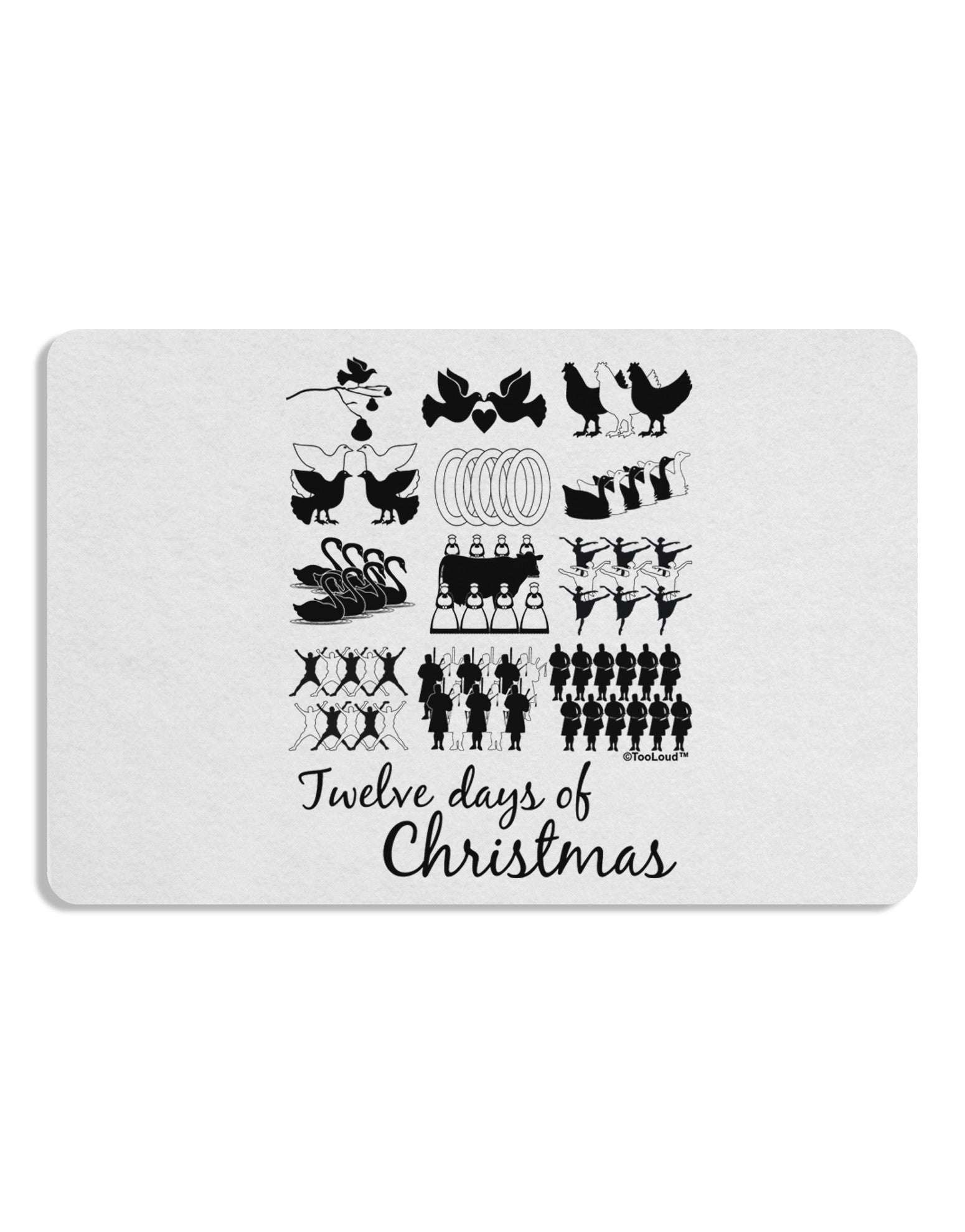 TooLoud Twelve Days of Christmas Text Placemat Set of 4 Placemats-Placemat-TooLoud-White-Davson Sales
