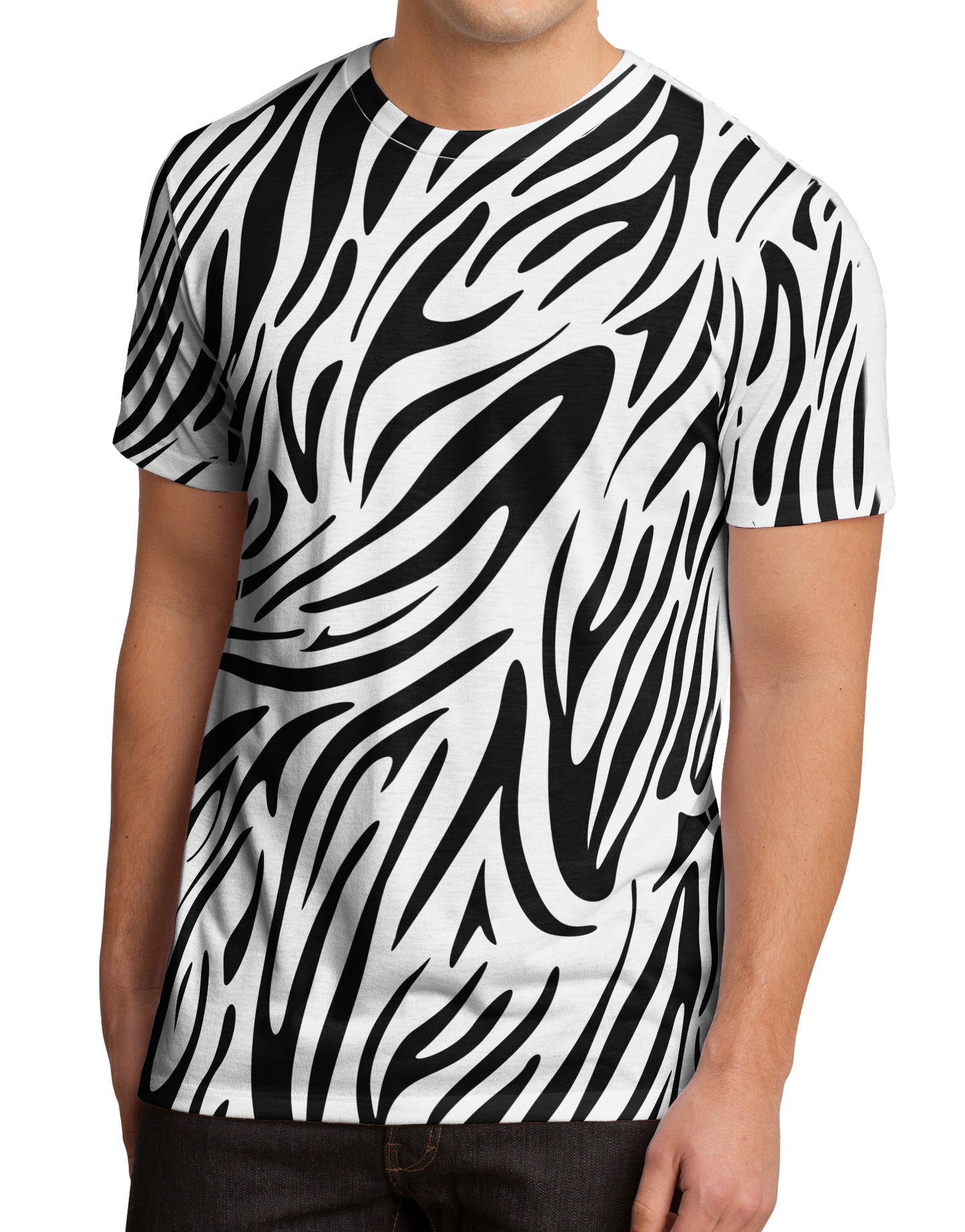 Zebra Print Men's Sub Tee Single Side All Over Print-TooLoud-White-Small-Davson Sales