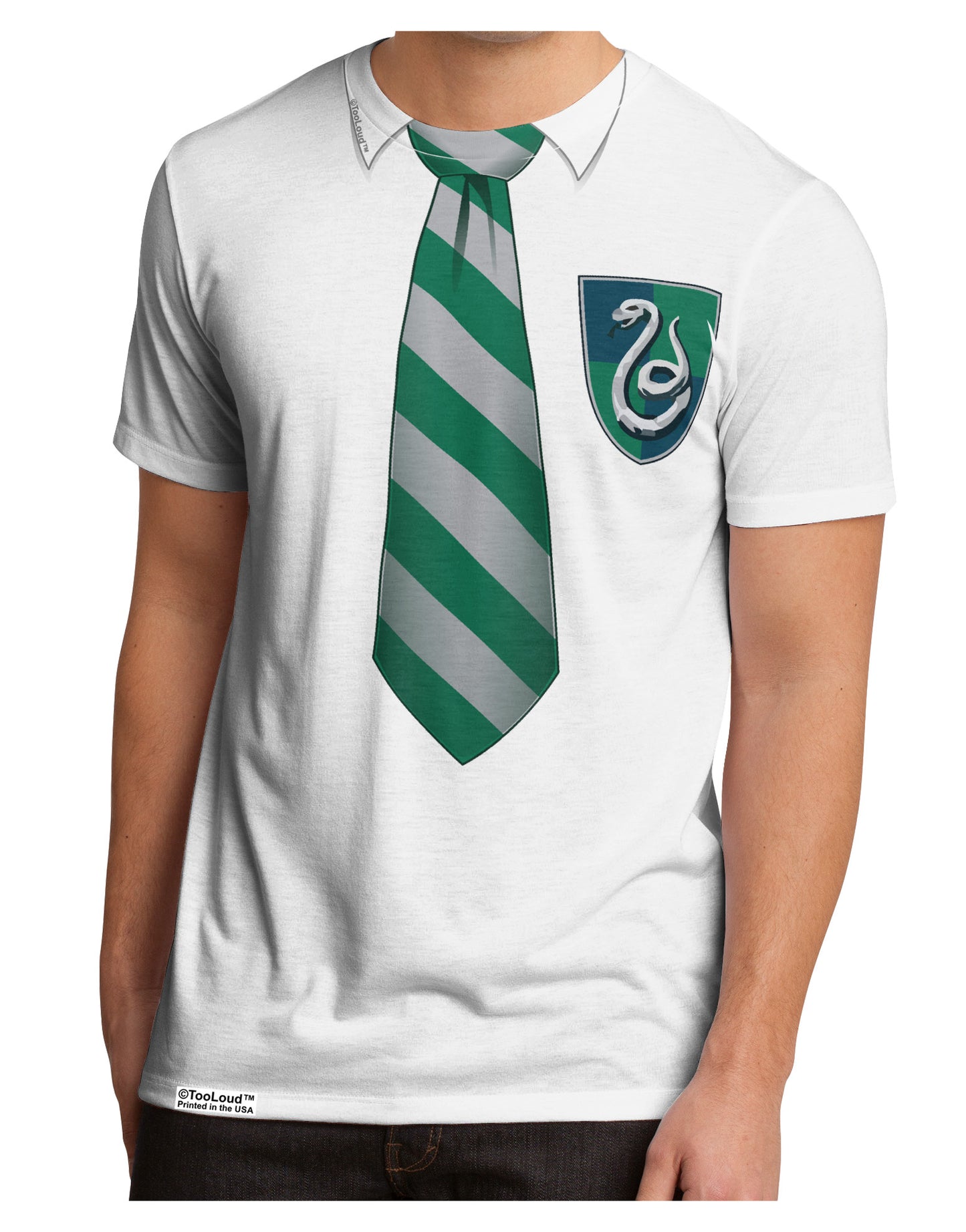 TooLoud Wizard Uniform Green and Silver Men's Sub Tee Single Side All Over Print-TooLoud-White-Small-Davson Sales
