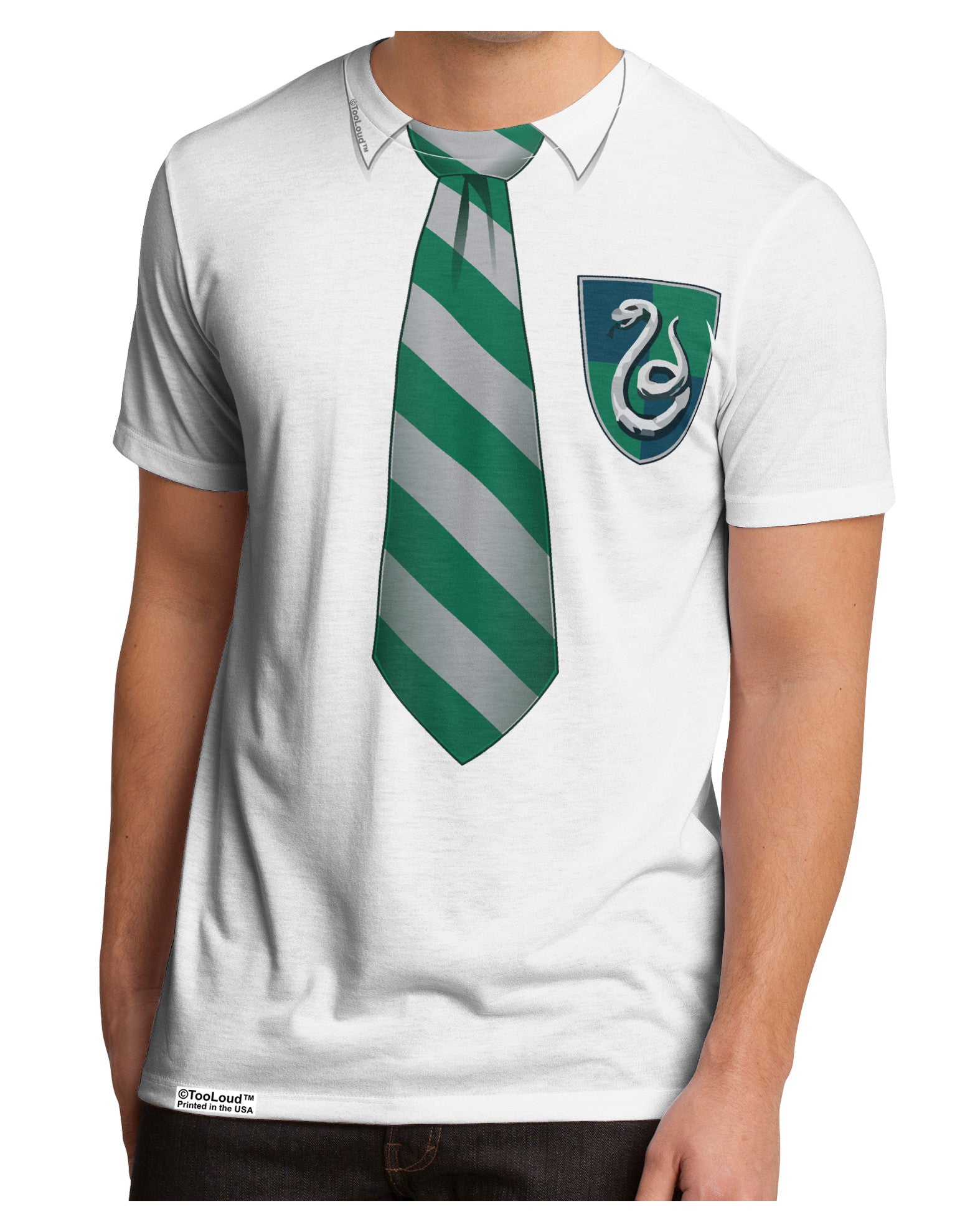 TooLoud Wizard Uniform Green and Silver Men's Sub Tee Single Side All Over Print-TooLoud-White-Small-Davson Sales