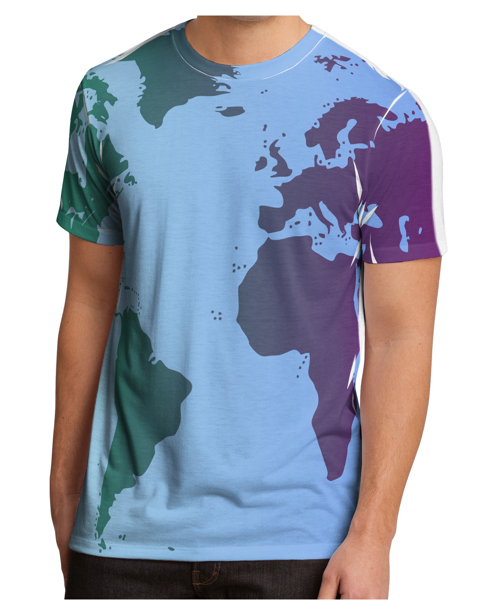 Cool World Map Design Men's Sub Tee Single Side All Over Print-TooLoud-White-Small-Davson Sales