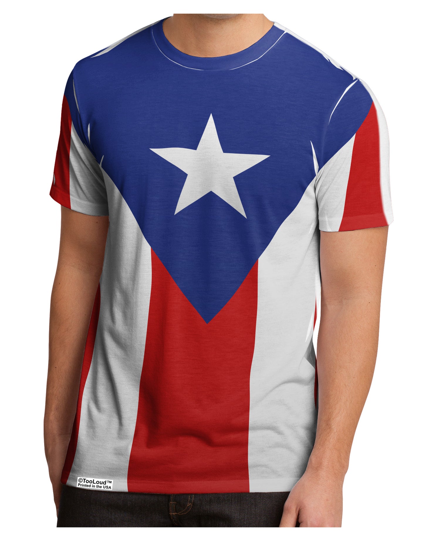 Puerto Rico Flag AOP Men's Sub Tee Single Side All Over Print-TooLoud-White-Small-Davson Sales