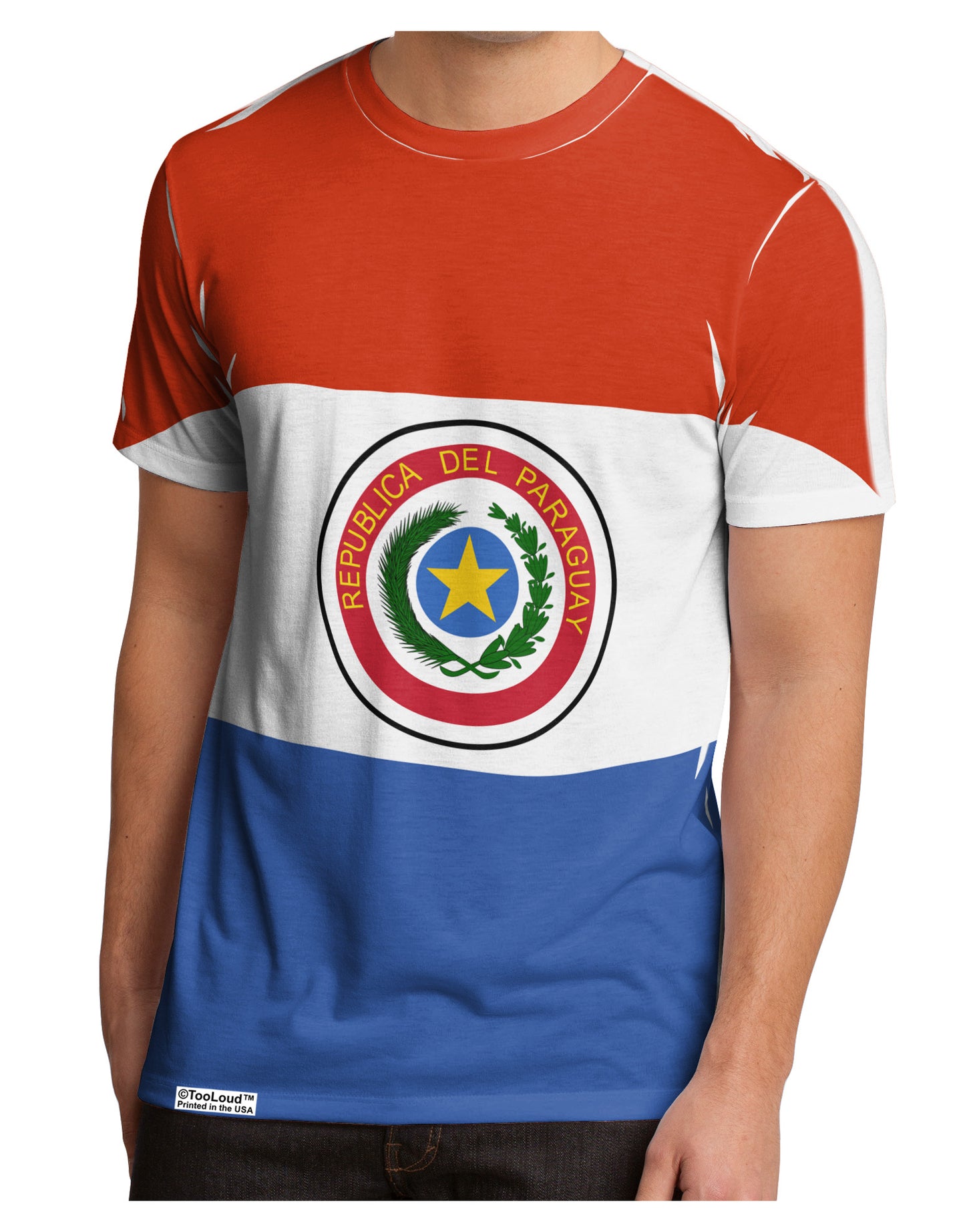 Paraguay Flag AOP Men's Sub Tee Single Side All Over Print-TooLoud-White-Small-Davson Sales